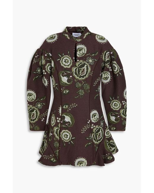 Charo Ruiz Black Ara Cotton-Blend Jacquard Mini Dress