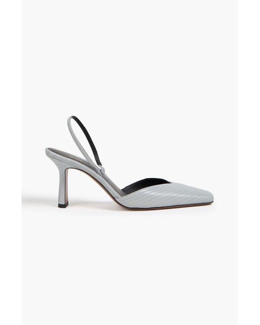 Neous Metallic Dilmun Suede-Trimmed Leather Slingback Pumps