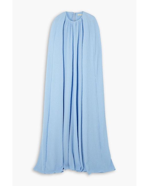Emilia Wickstead Blue Liv Cape-effect Seersucker Gown