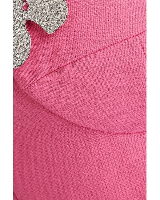 Area Pink Crystal-embellished Wool-blend Crepe Mini Dress