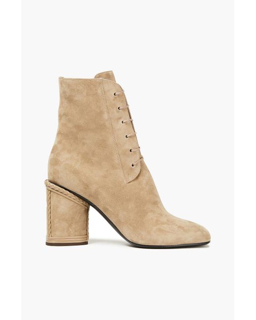 Ferragamo Natural Chana Lace-up Suede Ankle Boots