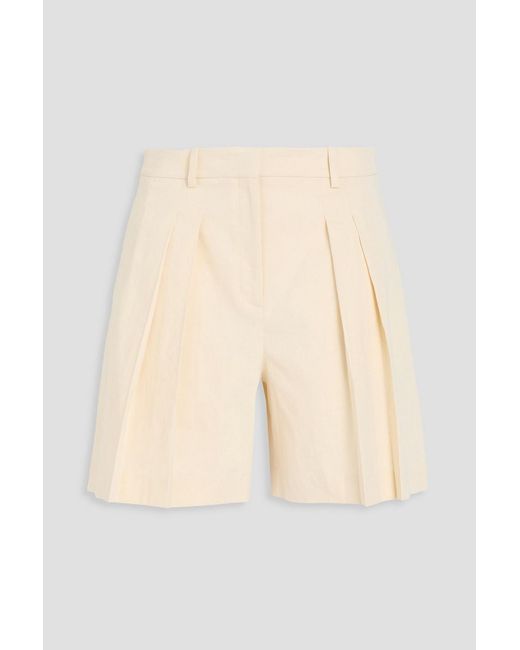 Theory Natural Pleated Linen-blend Shorts