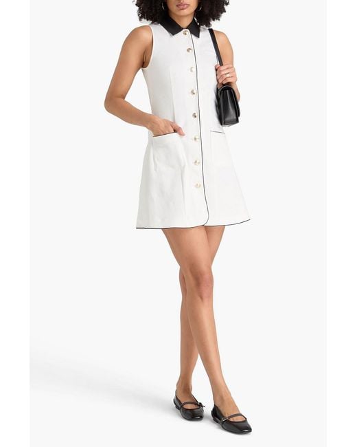 Claudie Pierlot White Belted Cotton-blend Mini Shirt Dress