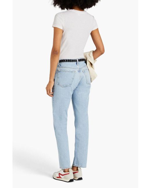 Re/done Blue 70s Faded High-rise Straight-leg Jeans