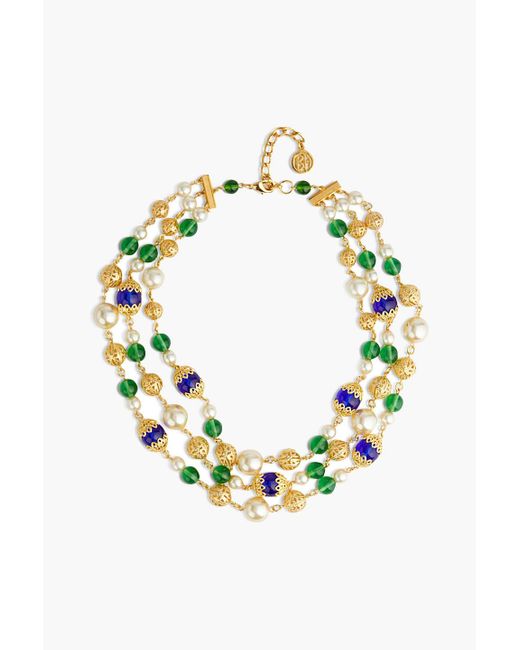 Ben-Amun Multicolor 24-karat Gold-plated, Faux Pearl And Stone Necklace