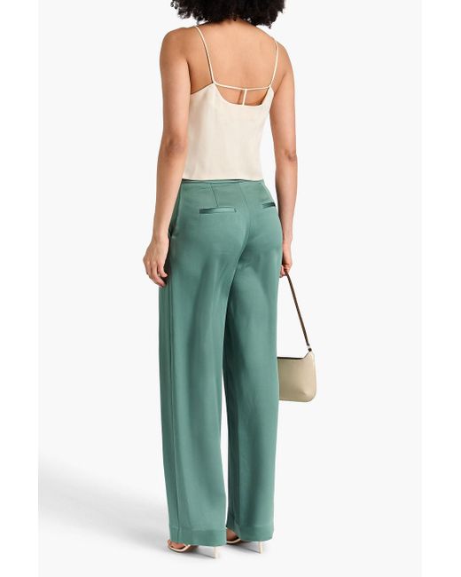 Jonathan Simkhai Green Hose mit weitem bein aus glänzendem crêpe