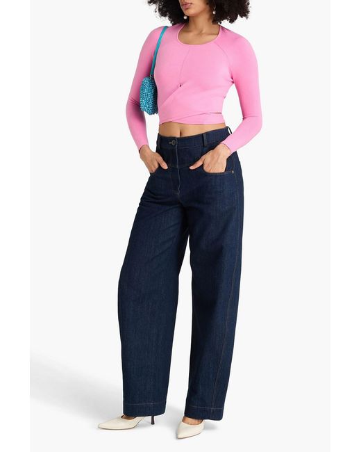 Joos Tricot Pink Cropped Open-Back Lyocell-Blend Top