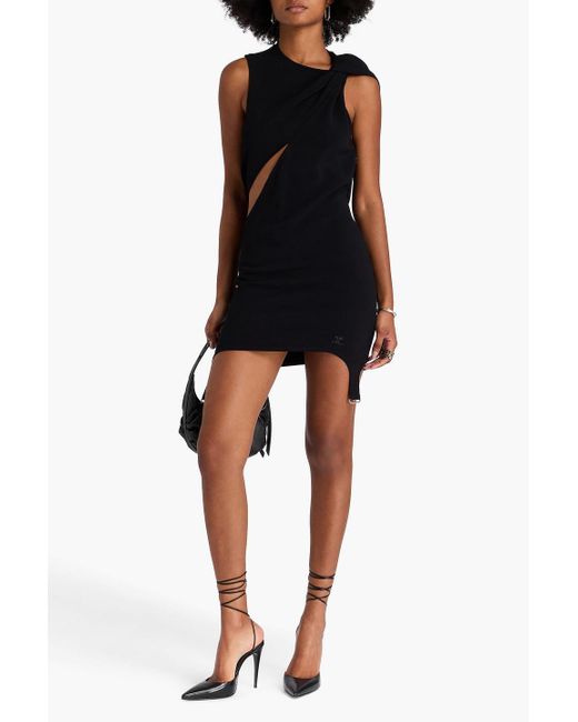 Courreges Black Cutout Crepe Mini Dress