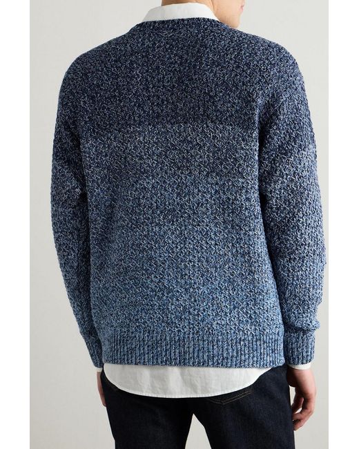 Etro Blue Degradé Cotton-Jacquard Sweater for men
