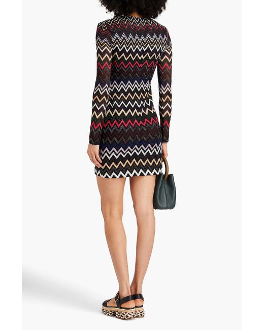 Missoni Black Metallic Crochet-knit Mini Dress