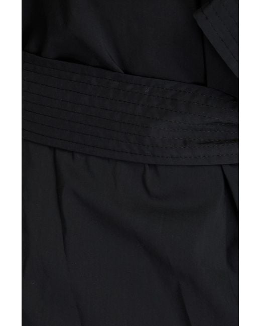 Jonathan Simkhai Black Waverly Wrap-effect Cotton-blend Poplin Blouse