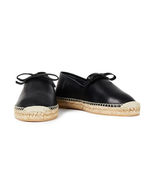 Red(v) Black Bow-embellished Leather Espadrilles