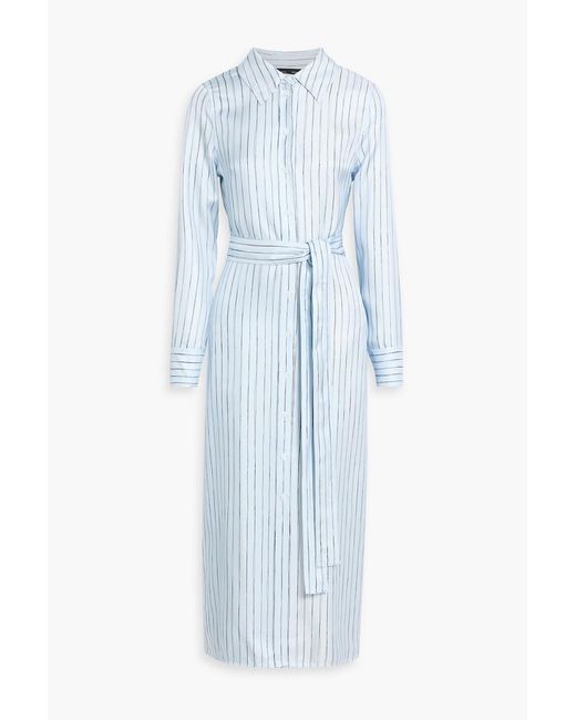 Proenza Schouler Blue Hannah Pinstriped Silk-Twill Midi Shirt Dress