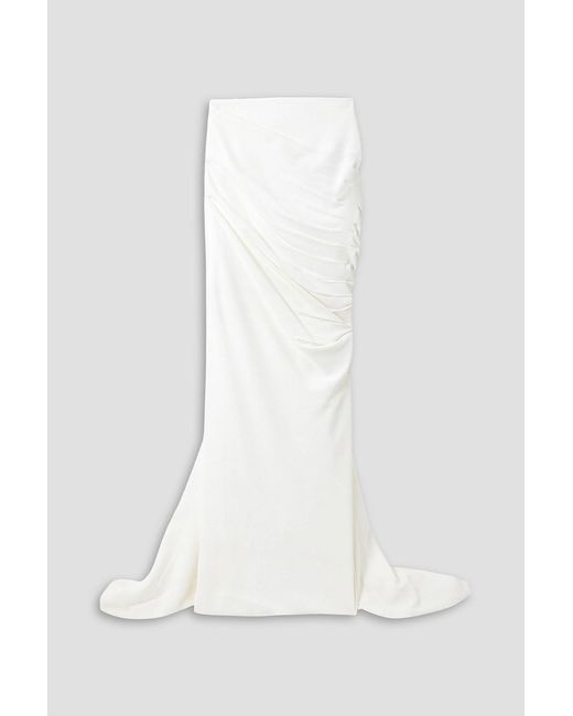 Stella McCartney White Train Ruched Crepe Maxi Skirt