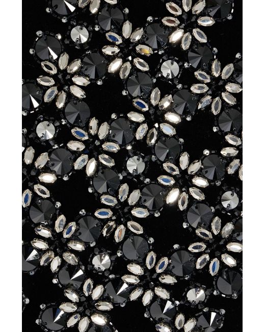 Max Mara Black Crystal-embellished Cotton-blend Velvet And Chiffon Midi Dress