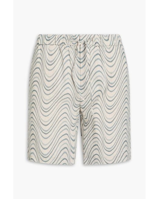 Frescobol Carioca Gray Felipe Printed Linen Drawstring Shorts for men