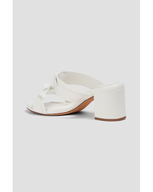 Alexandre Birman White Clarita 60 Bow-detailed Leather Mules
