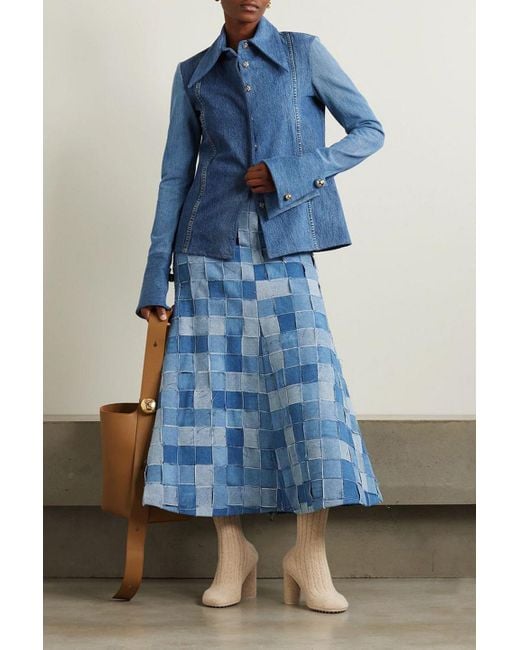 A.W.A.K.E. MODE Patchwork Denim Maxi Skirt in Blue Lyst UK