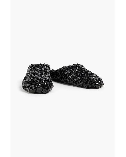A.W.A.K.E. MODE Black Woven Patent-Leather Clogs