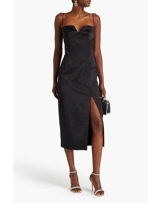 Rachel Gilbert Rue Satin Midi Dress in Black Lyst UK Rachel Gilbert Rue Satin Midi Dress in Black Lyst UK