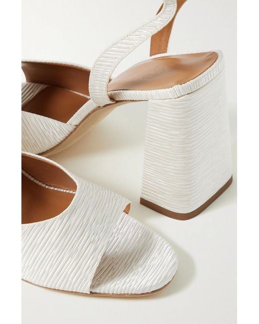 Staud White Solange Faille Sandals
