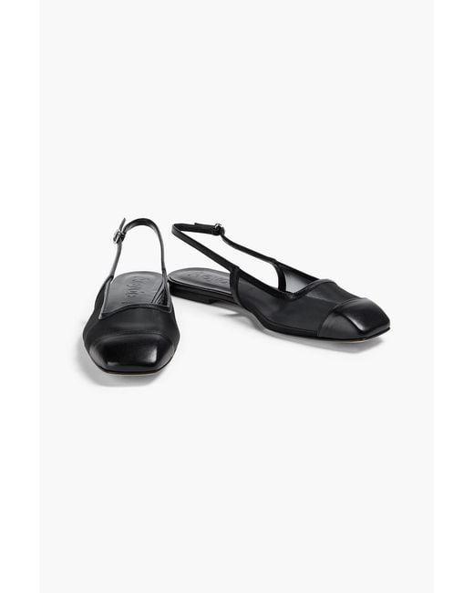 Aeyde Black Geraldine Mesh And Leather Slingback Flats