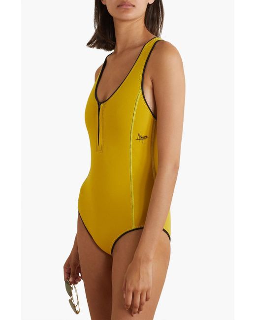 Abysse Yellow Logo-print Neoprene Swimsuit