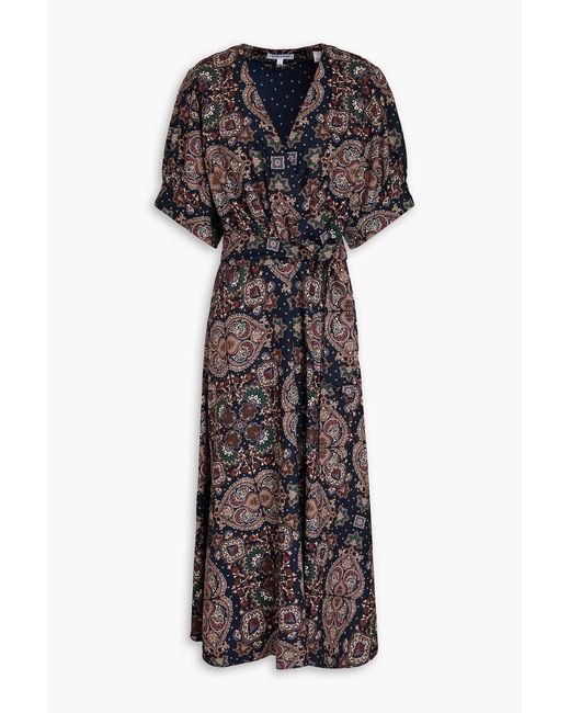 Veronica Beard Multicolor Wyatt Wrap-Effect Printed Crepe Midi Dress