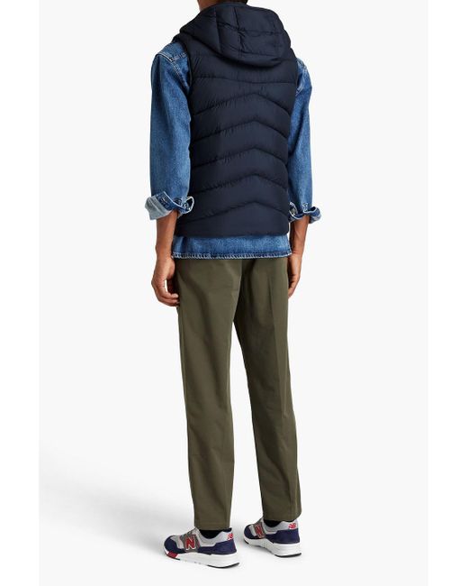 Woolrich Blue Quilted Shell Hooded Vest for men