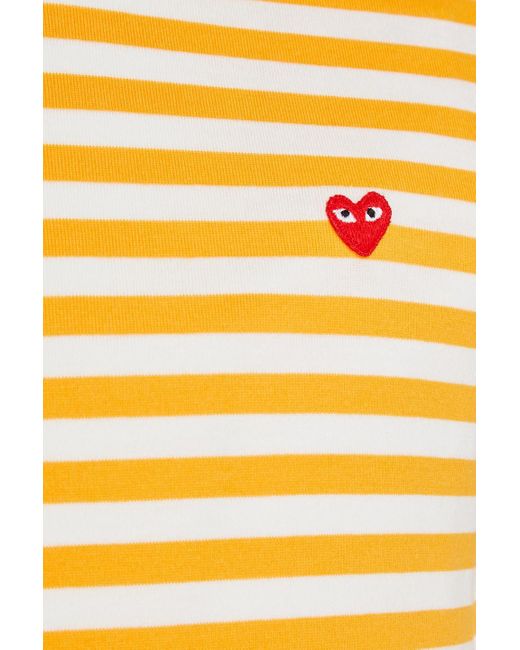 Comme des Garçons Yellow Appliquéd Striped Cotton-jersey T-shirt for men