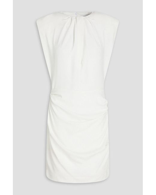 IRO White Ruched Crepe Mini Dress