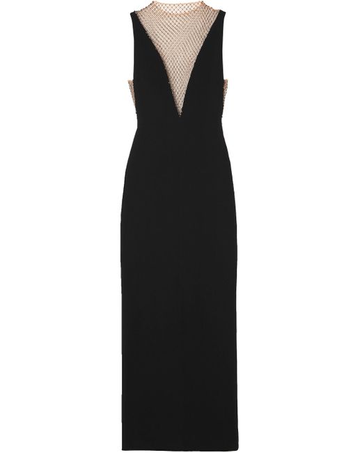 Stella McCartney Crystal-embellished Mesh And Cady Gown Black