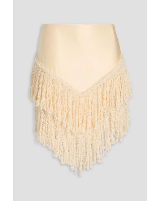 Rabanne White Minirock aus stretch-jersey mit fransen