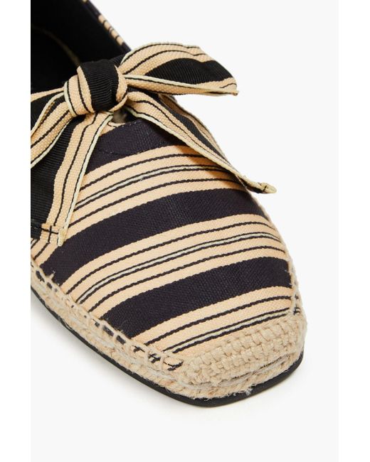 Tory Burch Natural Bow-detailed Striped Canvas Espadrilles
