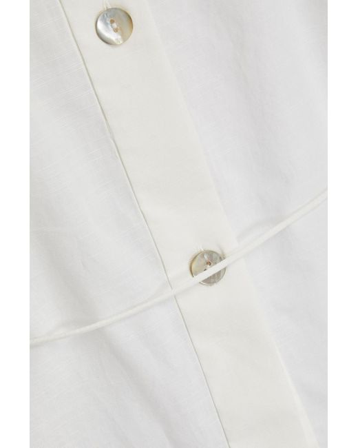Vince White Belted Cotton-poplin Shirt