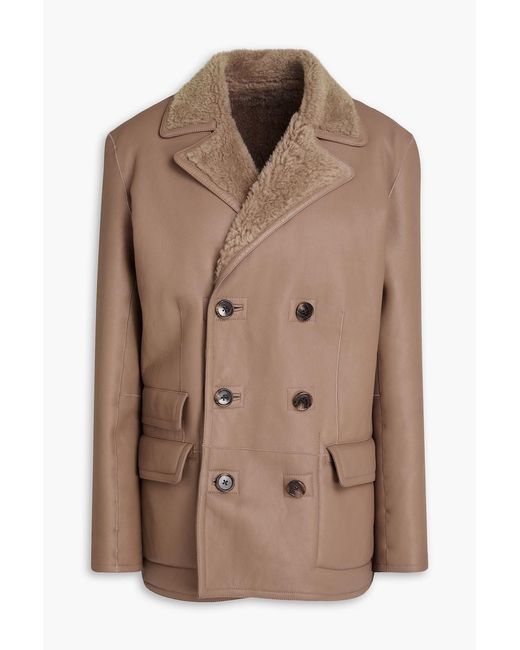 Theory Brown Double-breasted Reversible Shearling Jacket
