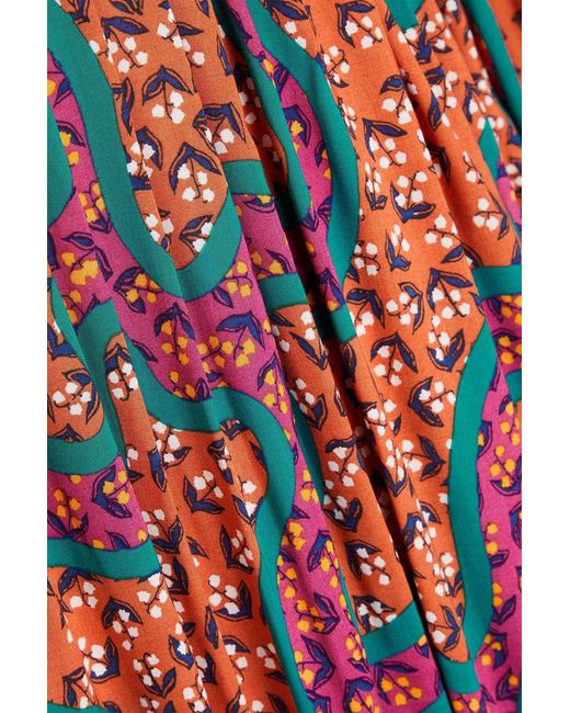 Diane von Furstenberg Red Jenifer Cutout Printed Mousseline Maxi Dress