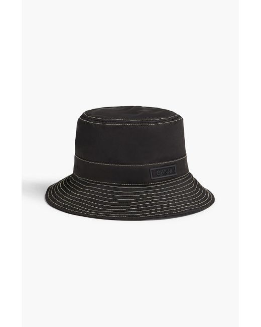Ganni Black Twill Bucket Hat