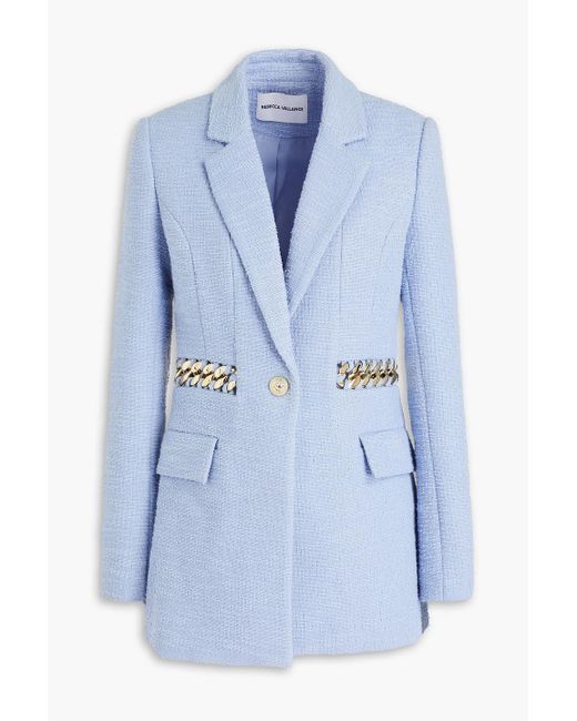 Rebecca Vallance Blue Carine Chain-embellished Tweed Blazer