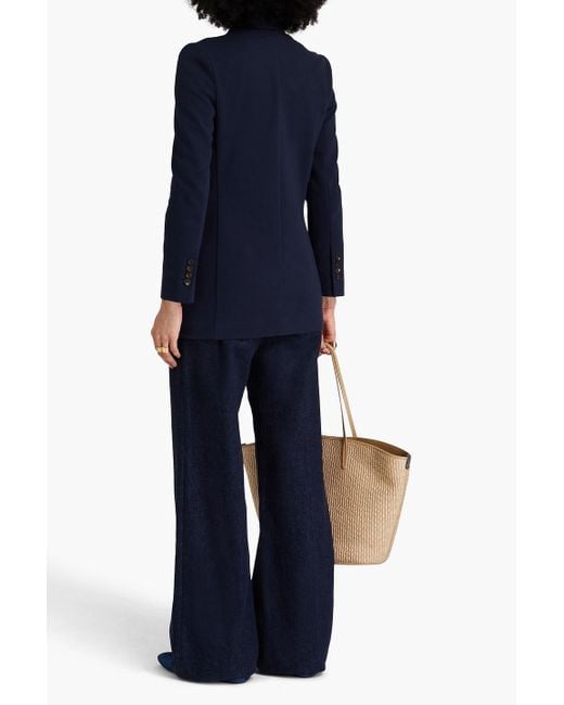 Brunello Cucinelli Blue Bead-embellished Cotton-blend Jersey Blazer