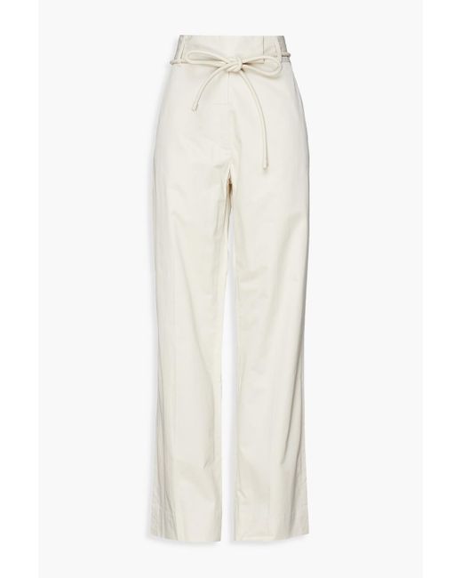 Zimmermann White Botanica Belted Cotton-twill Wide-leg Pants