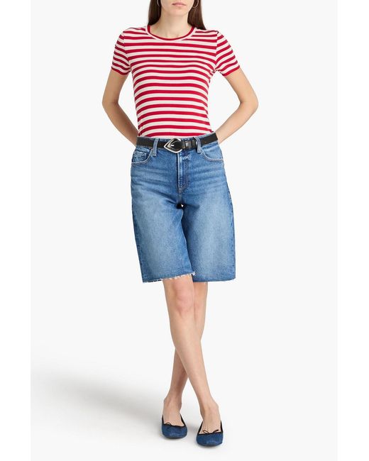 PAIGE Blue Cadee Frayed Denim Shorts