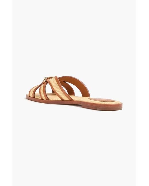 Zimmermann Brown Leather-trimmed Faux Raffia Espadrille Sandals