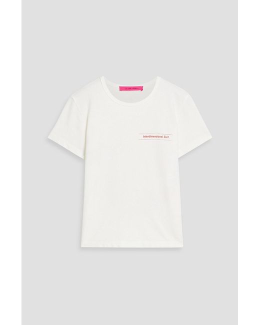 The Elder Statesman White Surf-Yin Printed Cotton And Cashmere-Blend Jersey T-Shirt