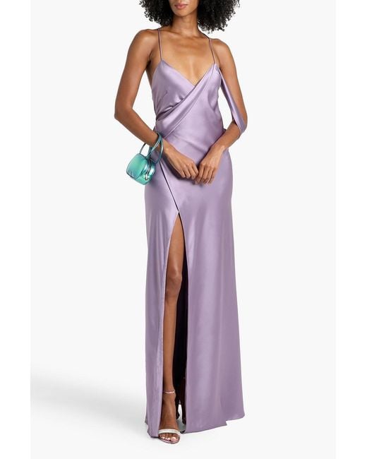 michelle mason purple silk dress Michelle Mason Cut out-detail Silk Maxi Dress | Purple
