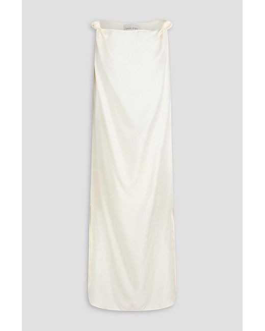 Loulou de Saison White Knotted Silk-twill Midi Dress