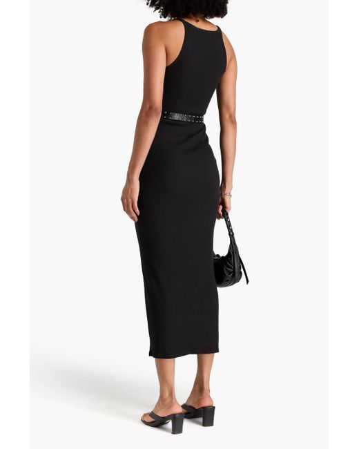 Rag & Bone Black The essential midikleid aus jersey aus einer gerippten pima-baumwollmischung