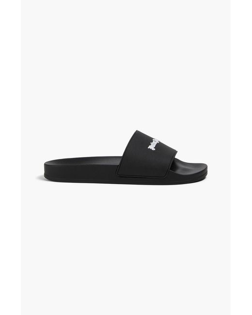 Palm Angels Black Essential Rubber Slides for men