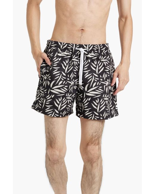 Frescobol Carioca White Mid-length Printed Swim Shorts for men