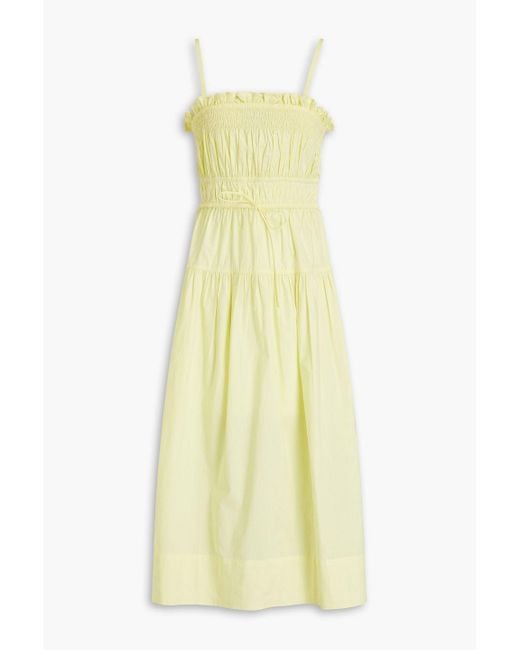 Ulla Johnson Yellow Lisbet Shirred Cotton-poplin Midi Dress